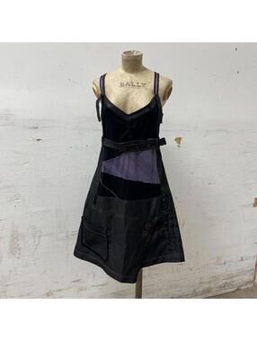 Vintage La Mode Est À Vous Grey Purple Black Avant-Garde Mixed-Media Dress